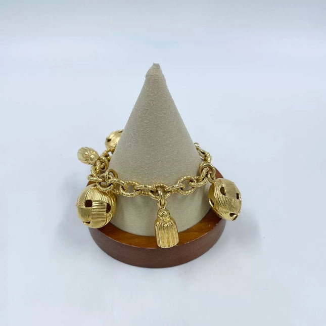 Celine 1990s Vintage Gold-tone Link Charms Bracelet-Luxbags