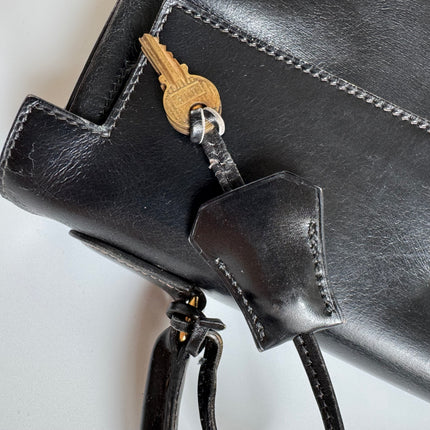 Hermes Kelly 32 Retourne Black Box Leather Gold HW 1987