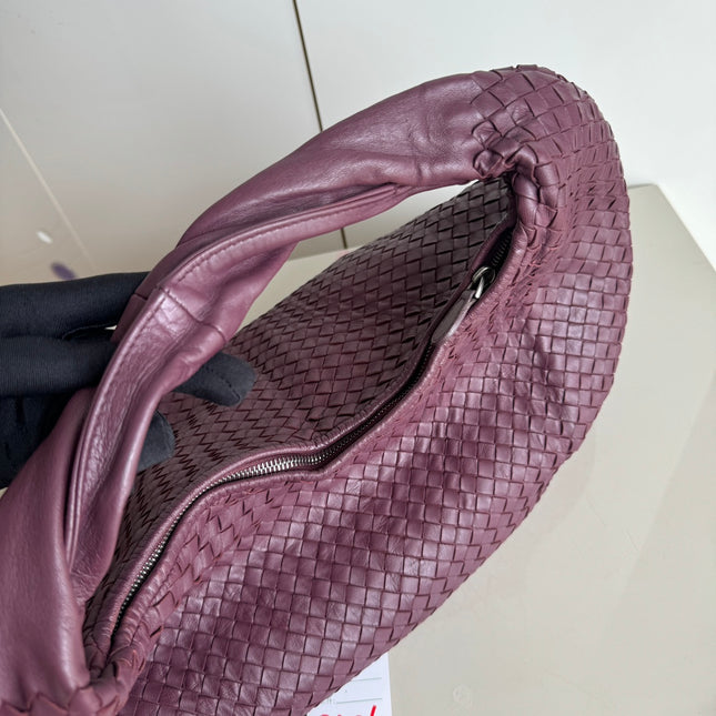 Sold Bottega Veneta Belly Hobo Intrecciato Burgundy Large 50cm