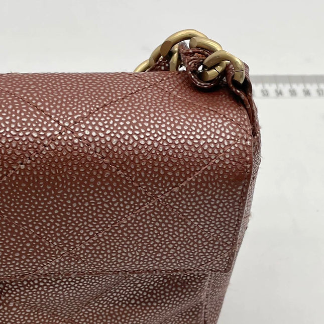 Chanel Vintage Medium Iridescent Brown Caviar Leather Shoulder Bag Gold Hardware