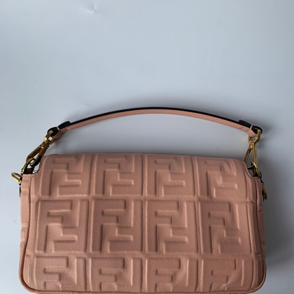 Sold FENDI Baguette Rosa Bourbon Pink Leather 3D FF Motif Crossbody bag