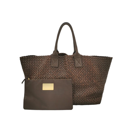 Bottega Veneta Cabat Tote Intreccio Leather Dark Chocolate Brown 42cm-Luxbags