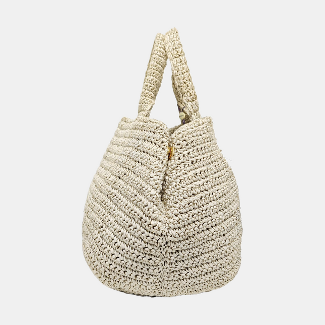 Prada Canape Straw Tote Beige Top Handle Bag