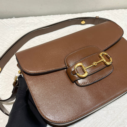 Gucci 1955 Horsebit Shoulder Bag Caramel Brown Small Leather