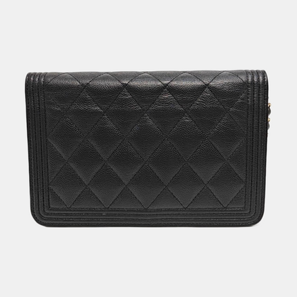 Chanel Wallet on Chain Boy Flap Black Caviar Leather Gold Hardware 2018