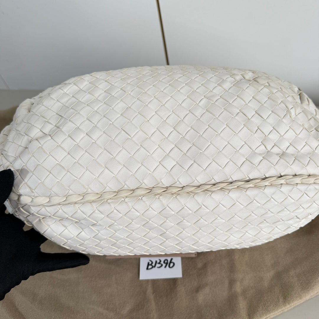 Bottega Veneta Belly Hobo Intrecciato White Nappa Leather Medium 40cm