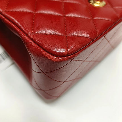 Chanel Classic Flap Mini Square Red Lambskin Leather Gold Hardware