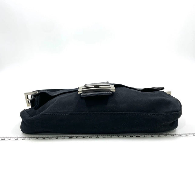 FENDI Baguette Vintage Black Cloth Silver Hardware