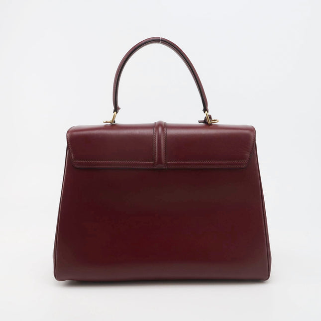 Celine 16 Bag Medium Burgundy Smooth Calfskin Leather With Strap