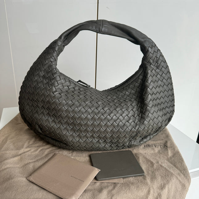 Sold Bottega Veneta Belly Hobo Intrecciato Grey Leather Medium 40cm