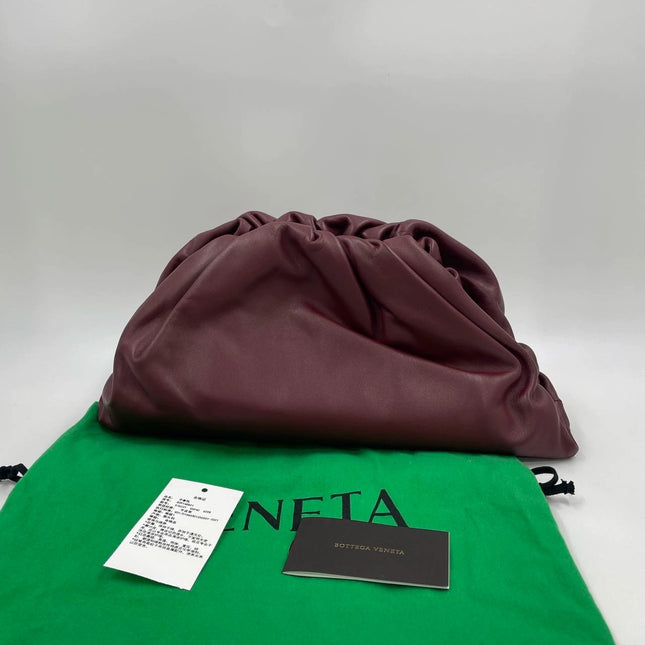 Bottega Veneta Pouch Calfskin Leather Burgundy Large