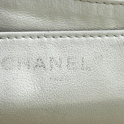 Chanel Classic Flap Maxi White Caviar Leather Silver-tone Hardware Giant CC Logo