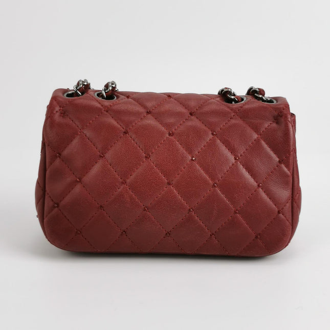 Chanel Seasonal Flap Mini Burgundy Lambskin Leather With Beads