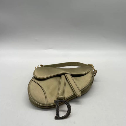 Dior Saddle Mini Silk Handbag Light Gold with Crystals