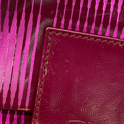 Fendi Baguette Pink Patent Leather Striped Gold Hardware Shoulder Bag