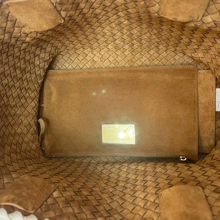 Sold Bottega Veneta Cabat Tote Small/Medium Intreccio Cream White Leather and Suede Lining 32cm