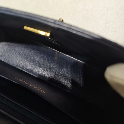 Chanel Classic Flap Mini Rectangular Navy Lambskin Leather Gold Hardware Microchip