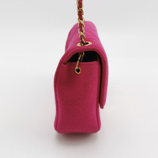 Chanel Mini Chic With Me Flap Bag Cotton Cloth Pink Fuchsia Crossbody Bag