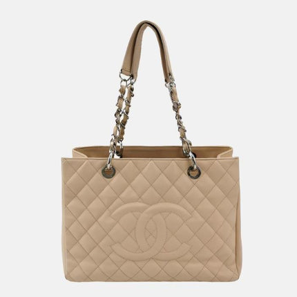 Chanel GST Grand Shopping Tote 2013 Beige Caviar Leather PM-Luxbags