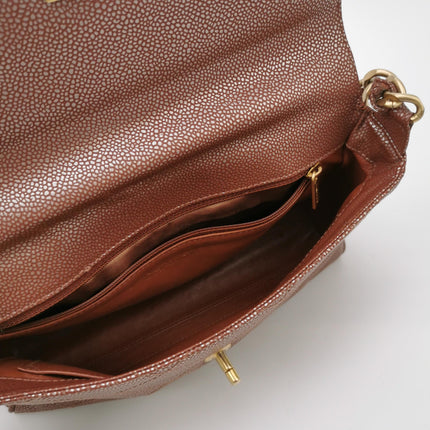 Chanel Vintage Medium Iridescent Brown Caviar Leather Shoulder Bag Gold Hardware