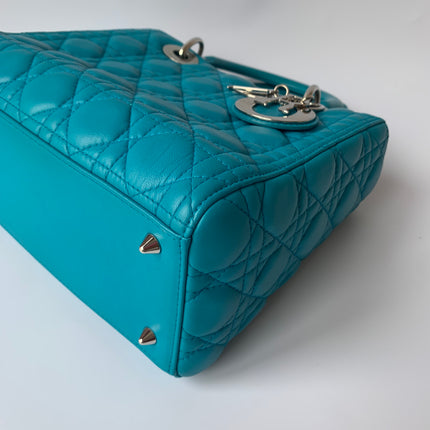 Sold Lady Dior Medium Bag Blue Cannage Lambskin Leather
