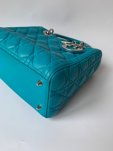 Sold Lady Dior Medium Bag Blue Cannage Lambskin Leather