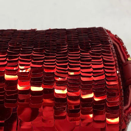 Fendi Baguette Medium Red Glitter Sequins Shoulder Bag