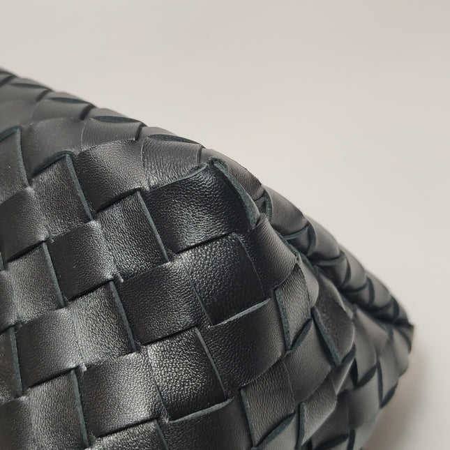 Bottega Veneta Andiamo Medium Black Intrecciato Leather Handbag