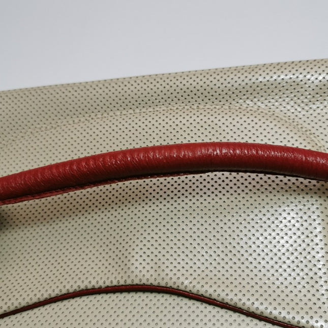 Chanel Vintage Classic Flap Bi-color Beige Perforated Leather and Red Leather Strap Bag, 2000-2002