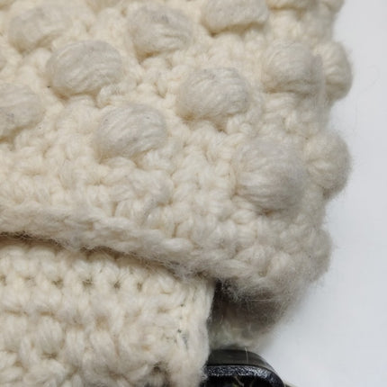 Fendi Mamma Baguette White Crochet Pompom Shoulder Bag
