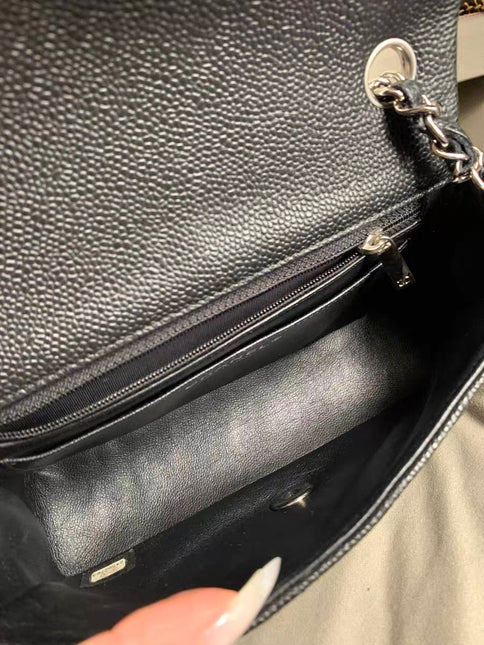 Chanel Classic Flap Mini Black Caviar Silver Hardware 2017-18