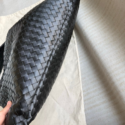 Bottega Veneta Hop Black Intrecciato Leather Maxi Hobo Bag 54cm