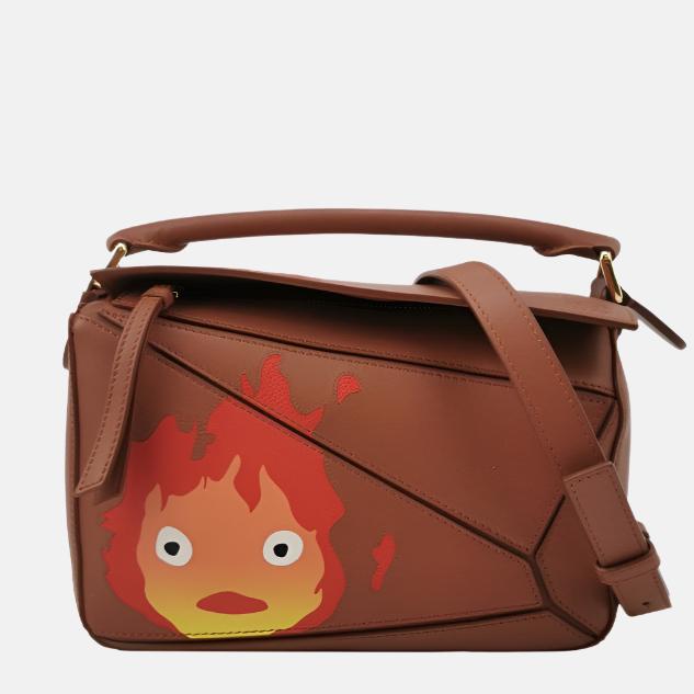 Loewe x Howl's Moving Castle Studio Ghibli Collection Puzzle Calcifer Small Tan Caramel-Luxbags