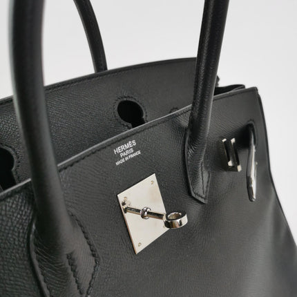 Hermes Birkin 30 Black Epsom Leather Palladium Hardware 2012