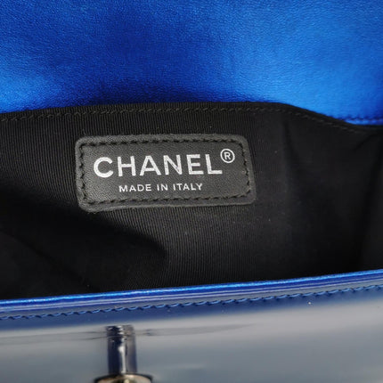 Chanel Le Boy Small Electric Royal Blue Patent Leather Bag