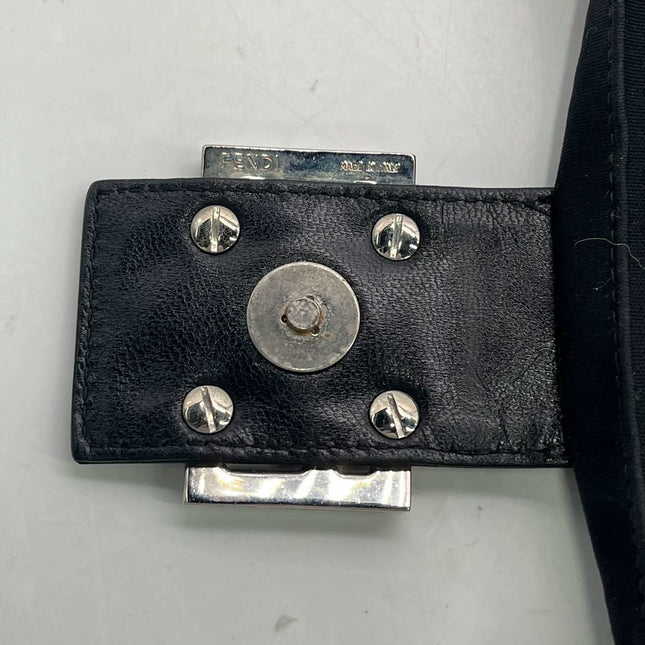FENDI Baguette Vintage Black Cloth Silver Hardware Shoulder Bag