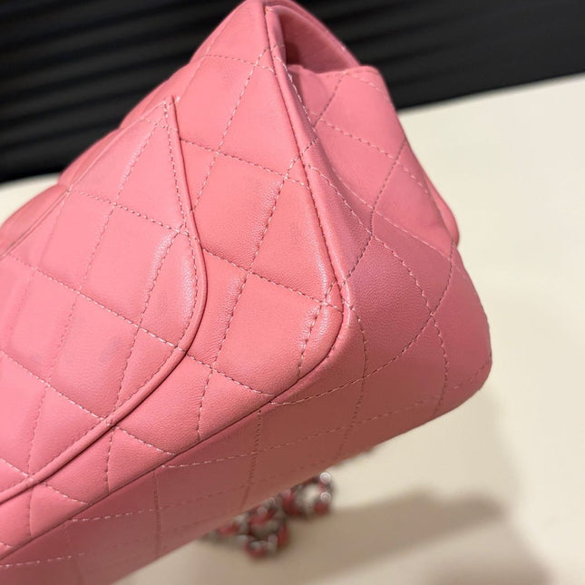 Chanel Classic Flap Mini 2013 Pink Lambskin Leather Silver Hardware