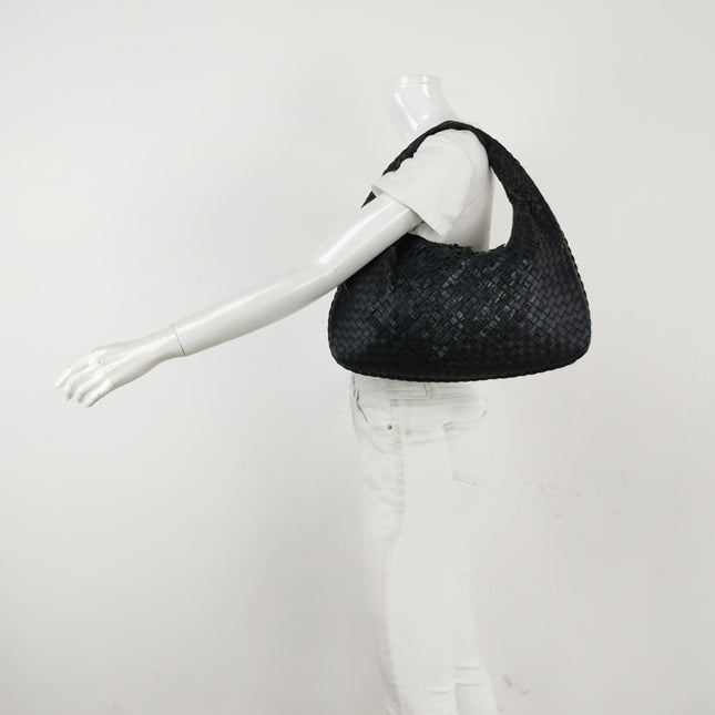 Bottega Veneta Veneta Hobo Midnight Dark Navy Intrecciato Leather Bag 40cm