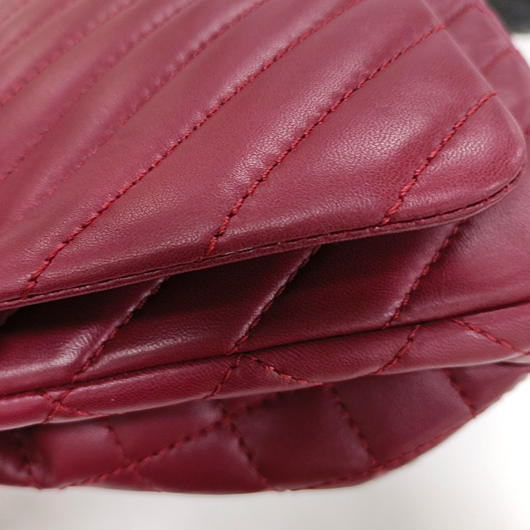 Chanel Classic Flap Medium Chevron Burgundy Quilted Lambskin Leather, 2012