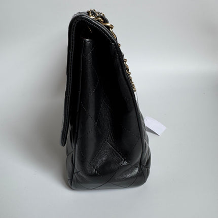 Chanel Classic Flap Jumbo Black Lambskin Leather Single Flap Gold Hardware 2009-2010