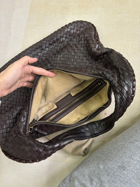 Bottega Veneta Veneta Hobo Dark Chocolate Brown Intreciatto Leather Bag Large 47cm