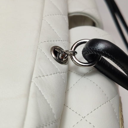 Chanel Cambon Multi-pocket Ligne Reporter Bag Large White Calfskin Leather