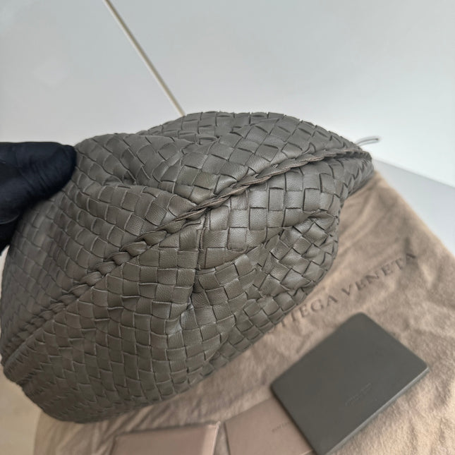 Sold Bottega Veneta Belly Hobo Intrecciato Grey Leather Medium 40cm