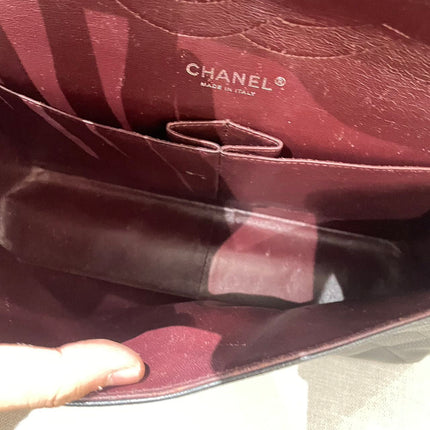 Chanel Classic Flap Jumbo 2012 Black Caviar Leather Double Flap Silver Hardware