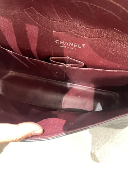 Chanel Classic Flap Jumbo 2012 Black Caviar Leather Double Flap Silver Hardware