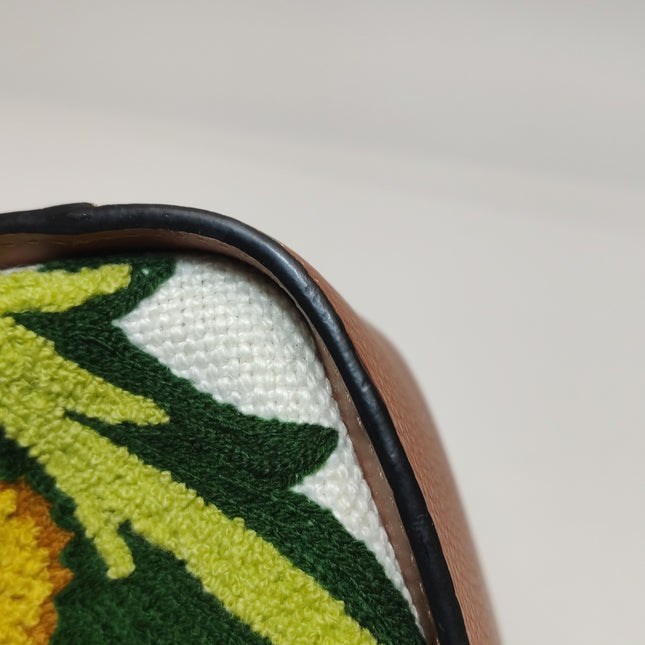 Loewe x William de Morgan Hammock Mini Tan Brown Leather Yellow Flower Embroidery Top Handle Crossbody Bag