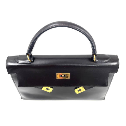 Hermes Kelly 32 Sellier Dark Chocolate Brown Box Leather Gold Hardware 1988
