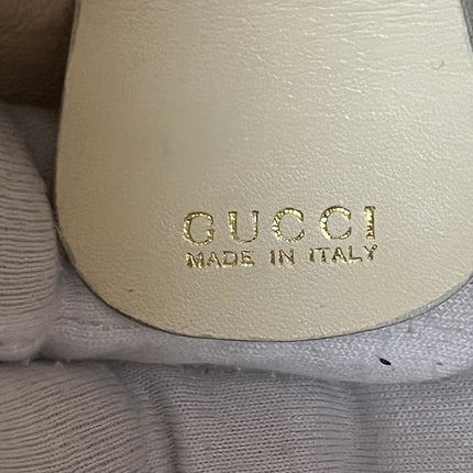 Gucci Bamboo 1947 Vintage Small White Box Leather Top Handle and Leather Strap Bag