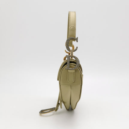 Dior Saddle Mini Silk Handbag Light Gold with crystals