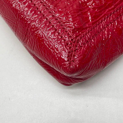 FENDI Baguette Red Crinkled Patent Leather Shoulder Bag